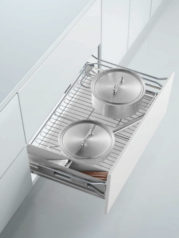 KỆ XOONG NỒI RAY GIẢM CHẤN BẮT MẶT HỘC INOX 304