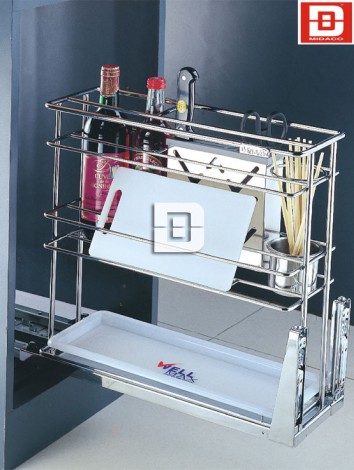 Kệ gia vị dụng cụ ray giảm chấn inox Wellmax